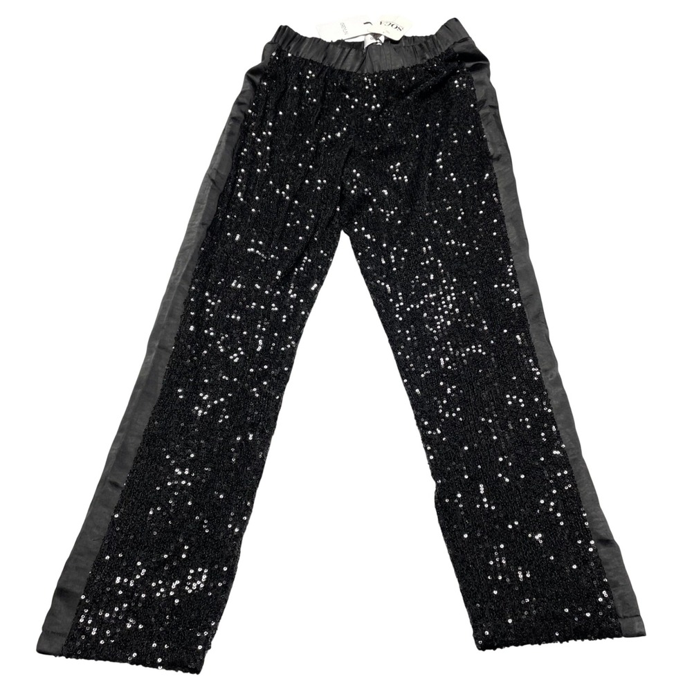 Greylin Womens Tapered Pant S Black‎ Arienne Sequin Elastic Waist Tuxedo Stripe